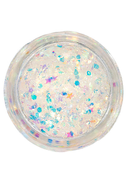 Lavender Stardust Unicorn Stardust Body Glitter Pot in white — back view
