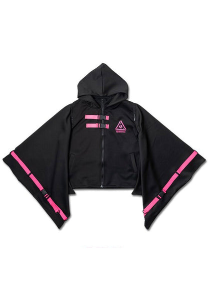 ACDC Rag Uzurai Cyberpunk Tech Kimono Black Pink Jacket — front view