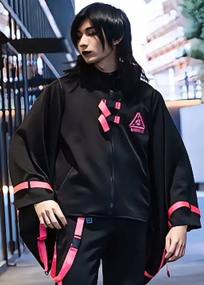 ACDC Rag Uzurai Cyberpunk Tech Kimono Black Pink Jacket — model view