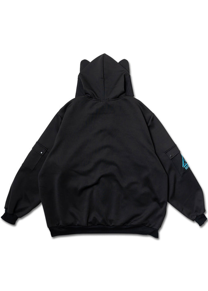 ACDC Rag Uzurai Cyberpunk Tech Oversized Black Blue Jacket — back view