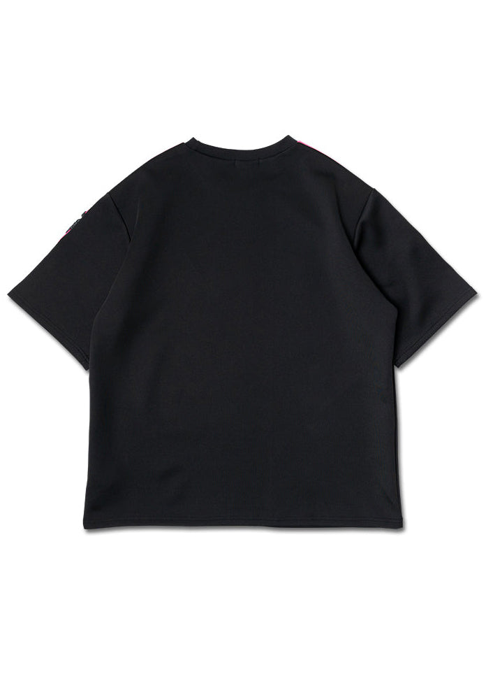 ACDC Rag Uzurai Cyberpunk Tech Oversized Black Pink Tee — front view