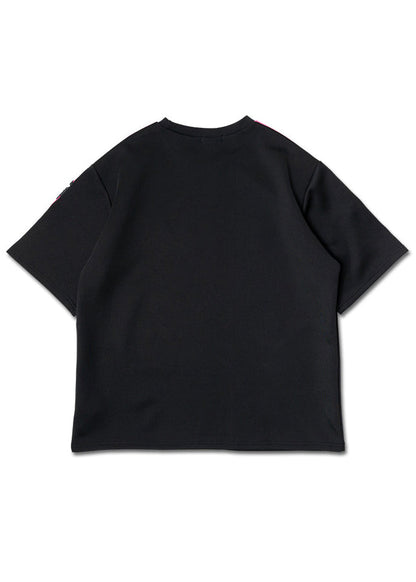ACDC Rag Uzurai Cyberpunk Tech Oversized Black Pink Tee — front view
