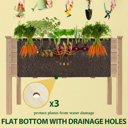 standing garden bed with drainage holes
