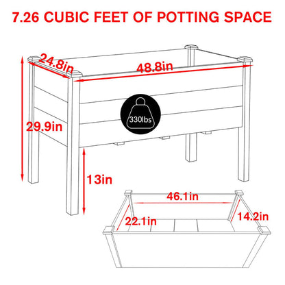 High-capacity elevated raised planter box