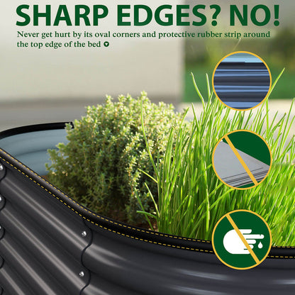Metal garden box with rubber strip