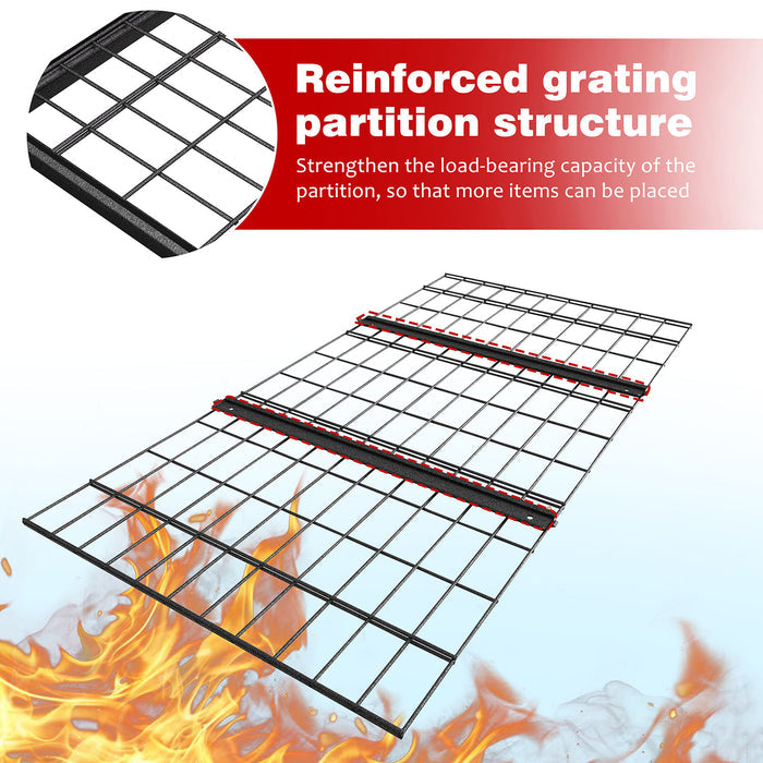 Industrial shelf with reinforced partition structure
