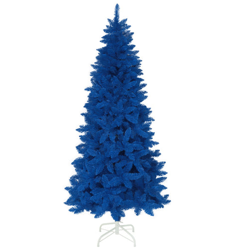 VEIKOUS 6.5ft Pre-Lit Blue Christmas Tree | Slim Pencil Design with 250 Warm White LEDs W