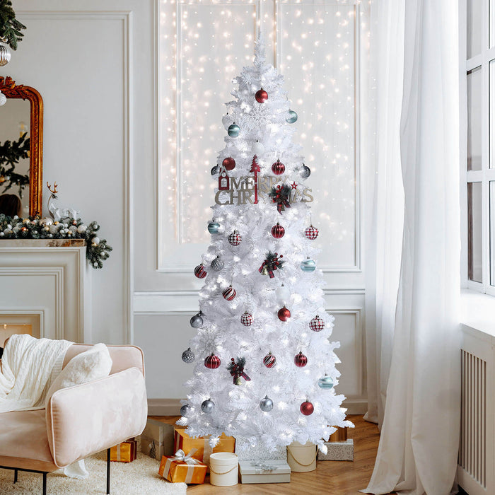 white pre-lit Xmas tree