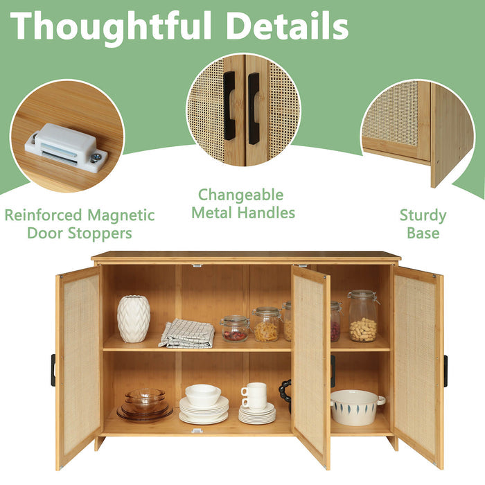 bamboo accent cabinet with handles