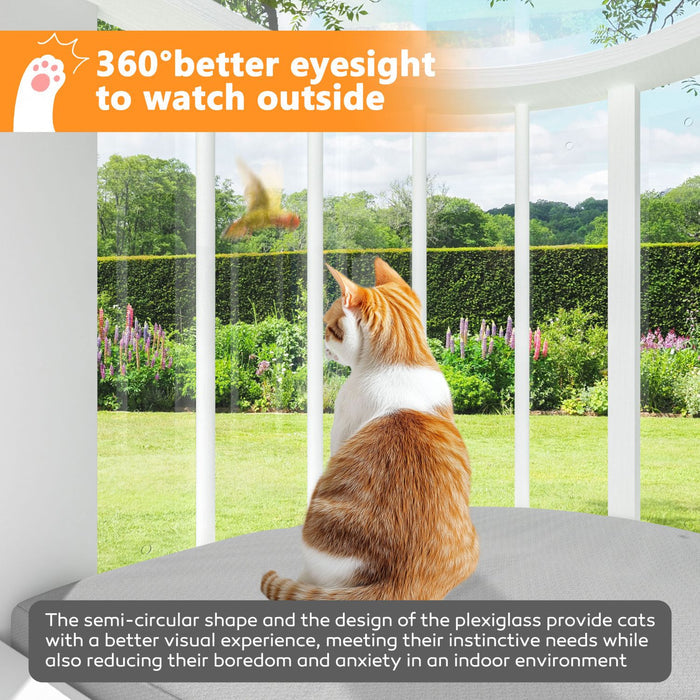 Plexiglass Cat Window Box, Semi-Circular Shape