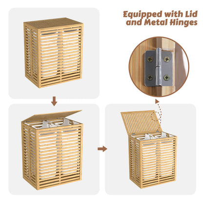 bamboo double laundry hamper
