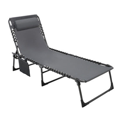 Folding Chaise Lounge, Gray