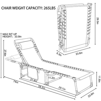 VEIKOUS Folding Chaise Lounge, Gray