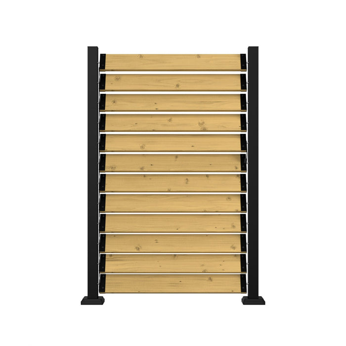 Wooden louvered fence with aluminum frame