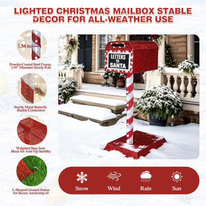 Veikous Mailbox Christmas Light, Lighted Letters To Santa Mail Box