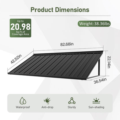 Veikous Metal Door Awning 103x36 in, Powder-Coated Frame Awnings for Front Entrance, All-Weather Protection Sunshade