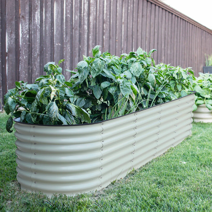 VEIKOUS Metal Garden Bed, 8x2x1.4 ft Galvanized 9 in 1 Modular Garden Planter Box Kit, Pearl White w