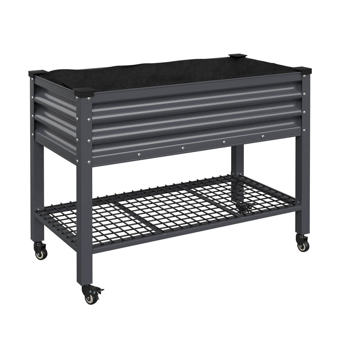 33" Mobile Raised Garden Bed with Shelf