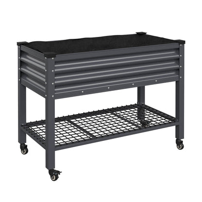 33" Mobile Raised Garden Bed with Shelf