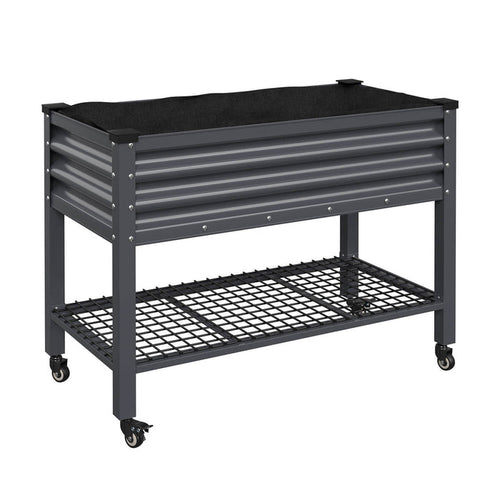 33" Mobile Raised Garden Bed with Shelf