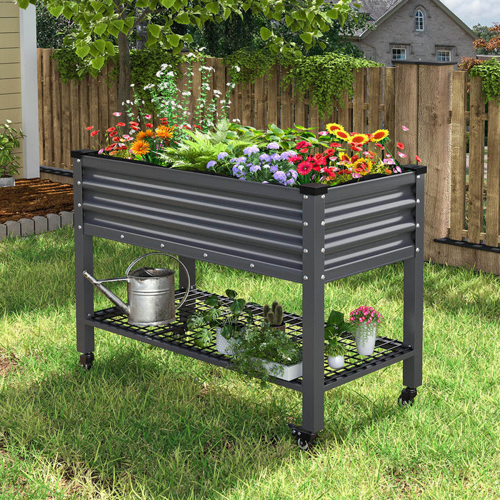 Rolling raised bed on wheels