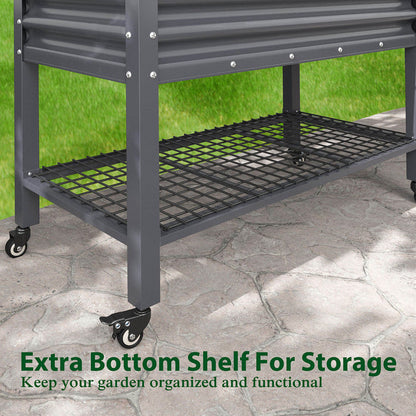 Rolling Garden Bed with Shelf