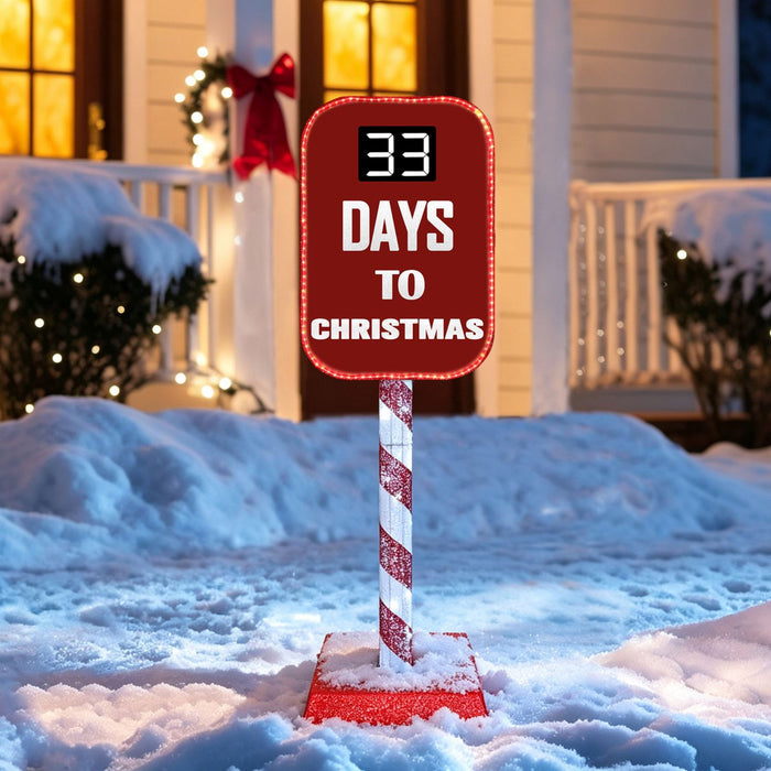 Veikous Outdoor Pre-Lit Christmas Countdown Sign, Light up LED Countdown Sign for Xmas, 5FT