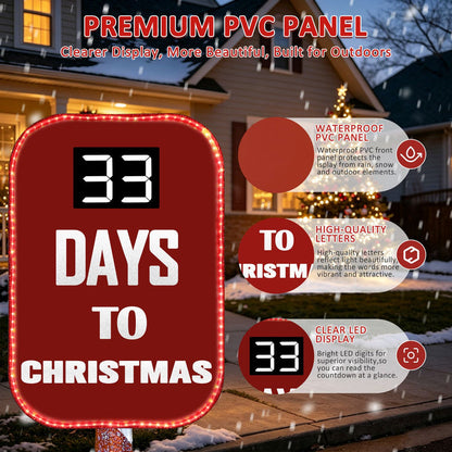 Veikous Outdoor Pre-Lit Christmas Countdown Sign, Light up LED Countdown Sign for Xmas, 5FT