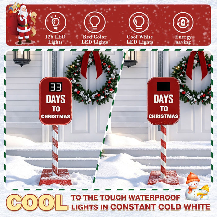 Veikous Outdoor Pre-Lit Christmas Countdown Sign, Light up LED Countdown Sign for Xmas, 5FT