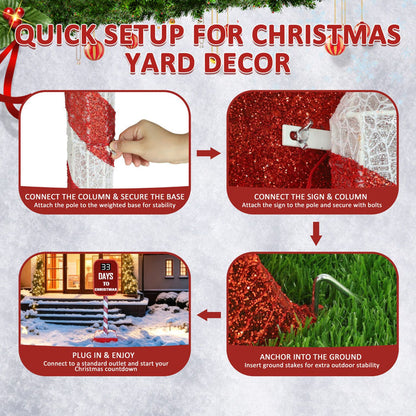 Veikous Outdoor Pre-Lit Christmas Countdown Sign, Light up LED Countdown Sign for Xmas, 5FT