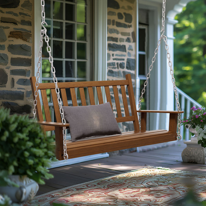 wooden swing bench