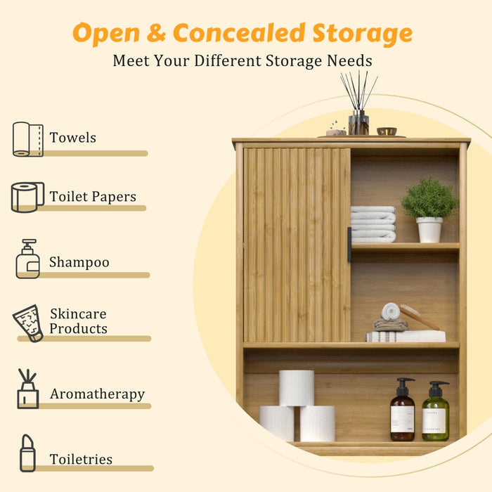 Bathroom cabinet with open shelf