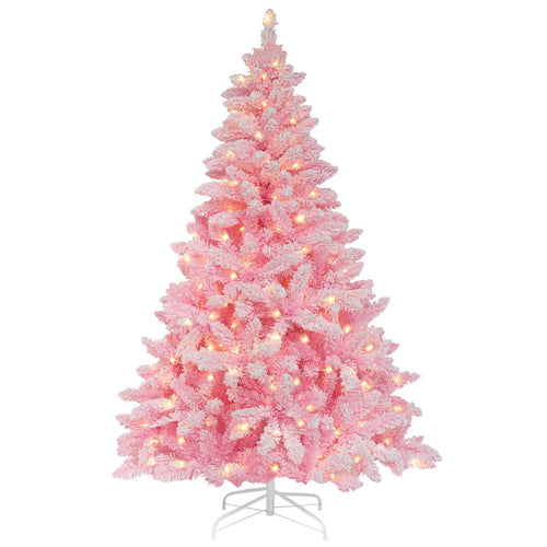 Pink Flocked Artificial Christmas Tree