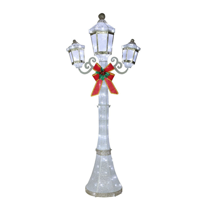 Veikous Pre-Lit Lamp Post Light, 3-Head Outdoor LED Lamp for Christmas Decoration