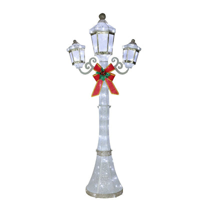 Veikous Pre-Lit Lamp Post Light, 3-Head Outdoor LED Lamp for Christmas Decoration