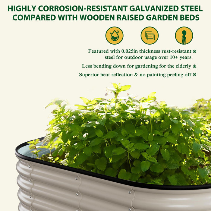Oval Galvanized Garden Bed Outdoor, Open Bottom
