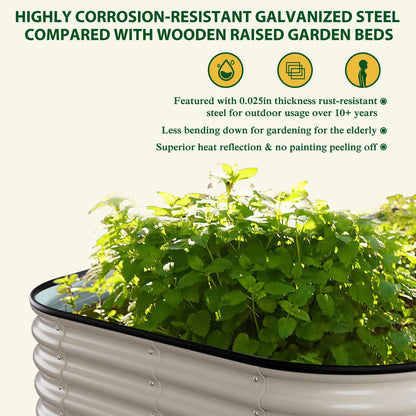 Oval Galvanized Garden Bed Outdoor, Open Bottom