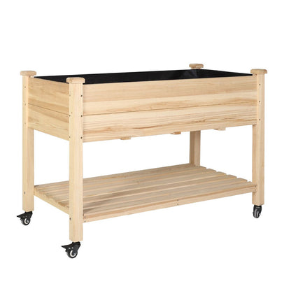 Raised Garden Bed on Wheels, Burlywood