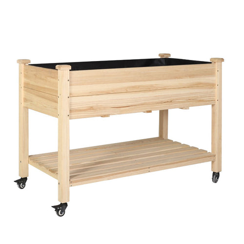 Raised Garden Bed on Wheels, Burlywood
