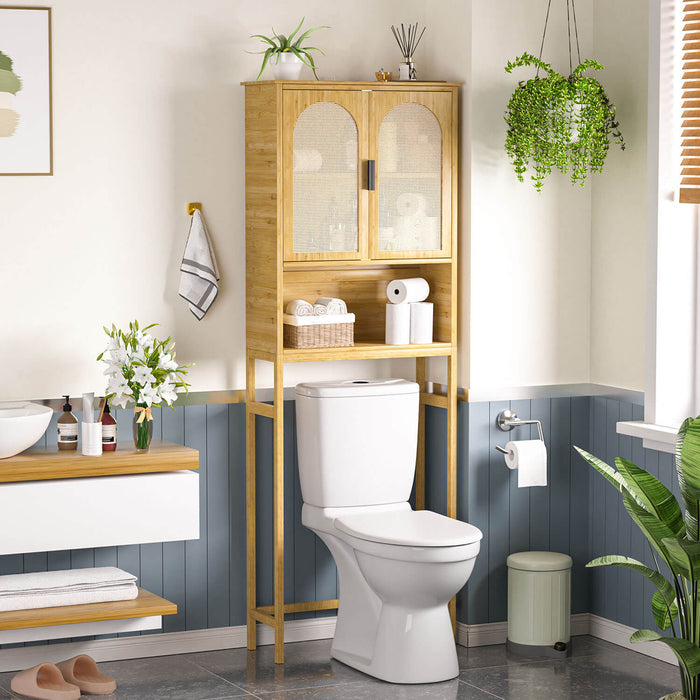 67” Rattan Over the Toilet Storage