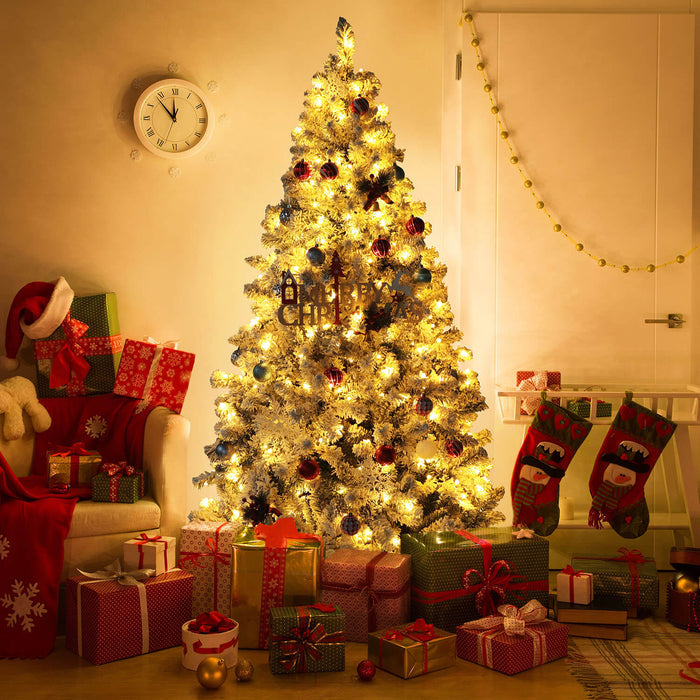 Flocked artificial Christmas tree