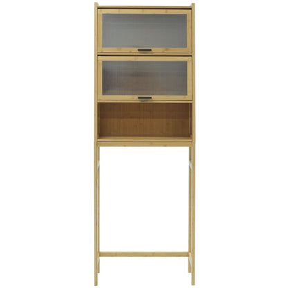 VEIKOUS Toilet Storage Cabinet for Bathroom, Bamboo Over Toilet Organizer