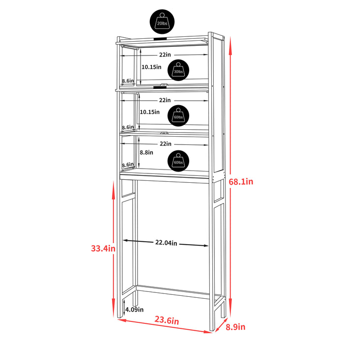 VEIKOUS Toilet Storage Cabinet for Bathroom, Bamboo Over Toilet Organizer