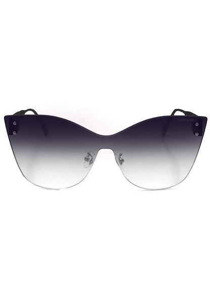 TopFoxx Venice 2 Sunglasses in black fade with frameless lens and black stems on festival sunglasses — front view