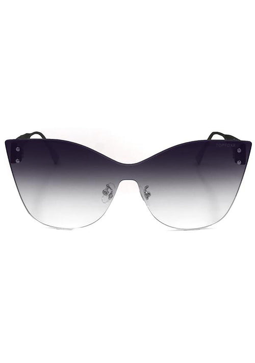 TopFoxx Venice 2 Sunglasses in black fade with frameless lens and black stems on festival sunglasses — front view