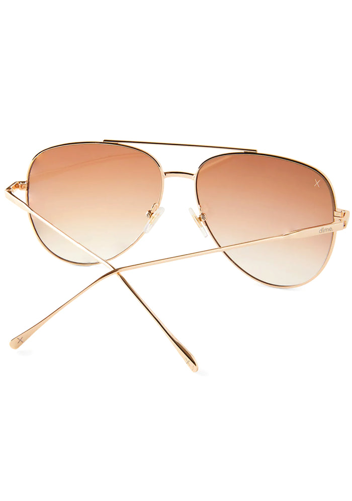 Dime Optics Venice Sunglasses in gold sienna — back view
