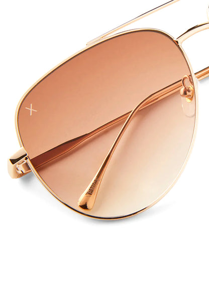 Dime Optics Venice Sunglasses in gold sienna — detail view