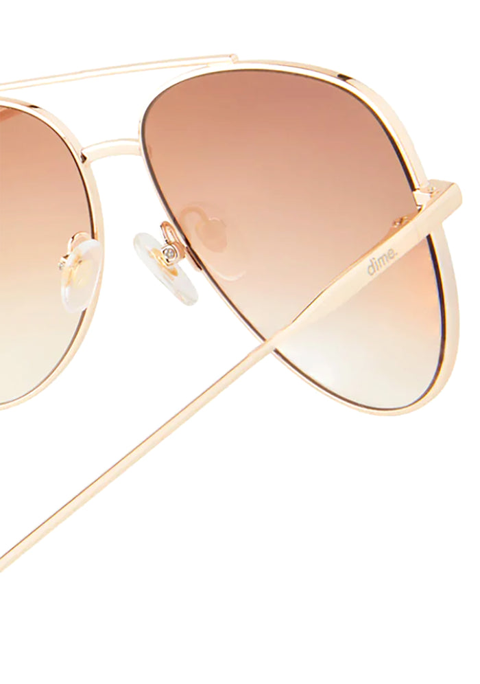 Dime Optics Venice Sunglasses in gold sienna — detail view 2