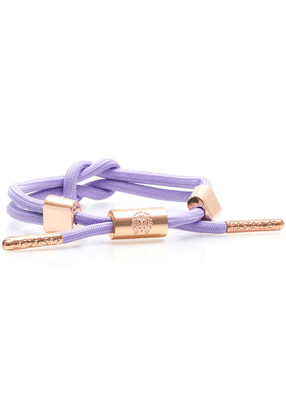 Rastaclat Violet II Women's Knotaclat Bracelet in lavender rose gold with nautical knot design and rose gold hardware on festival bracelet — front view