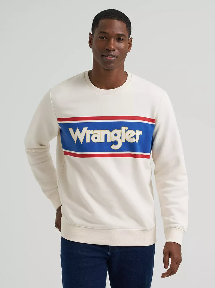 Wrangler Men's Antique White Legacy Logo Crew Sweatshirt 112380290